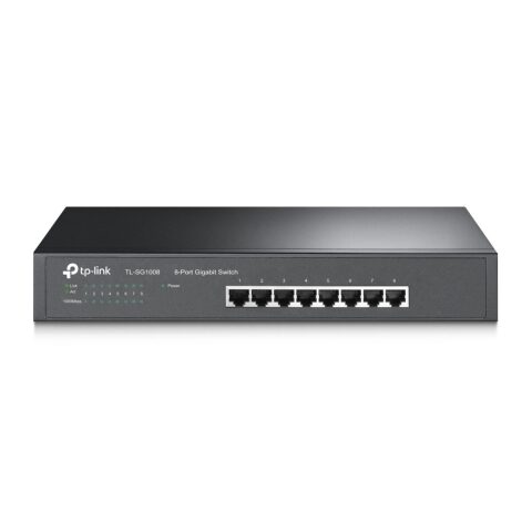 Tp-link TL-SG1008 8-port Gigabit Switch, 8 10/100/1000M RJ45 ports, 1U 13-inch rack-mountable steel case تي بي لينك موزع شبكات