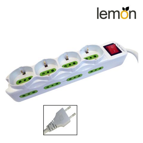 Lemon 12 pos 10A plug and hole ليمون وصلة كهربائية ليمون 12 مداخل مع مفتاح تشغيل واغلاق