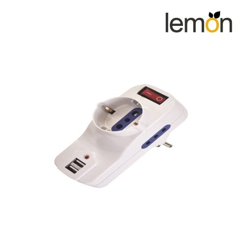 Lemon with 3 ways 10/16A jack + German jack ليمون أدابتر 3 مداخل + 2 مدخل USB