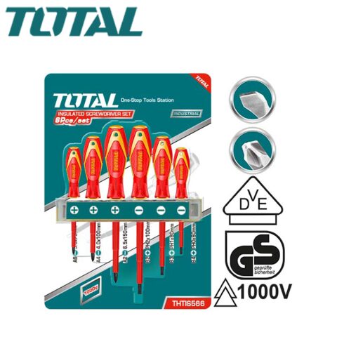 TOTAL 6 Pcs insulated screwdriver set توتال طقم مفكات معزول 6 قطع