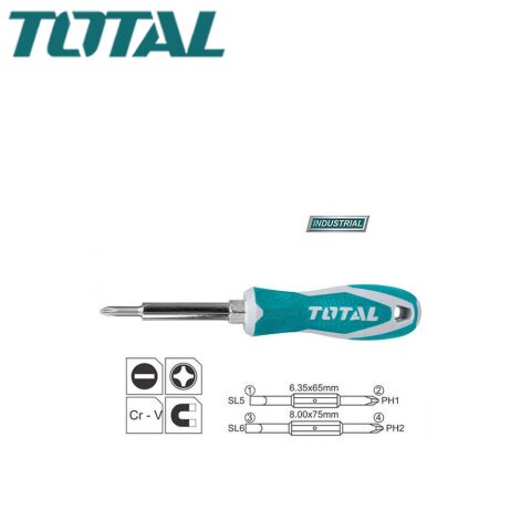 TOTAL 6 IN 1 Screwdriver set توتال مفك مع راسيات 6 قطع