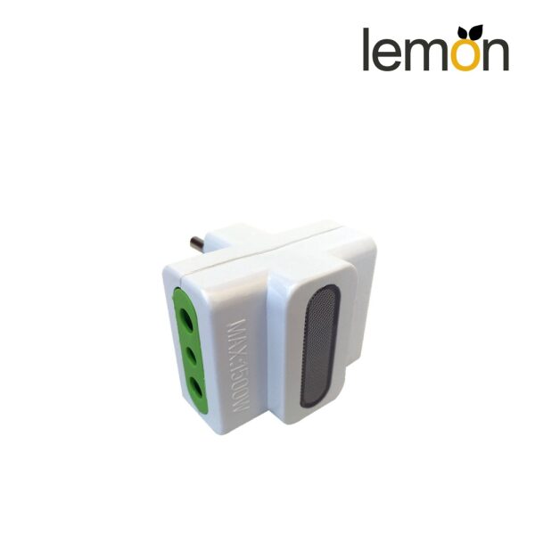 Lemon 2 pin Plug 10A with 3 ways 10/16A jack. ليمون أدابتر مثلث 2 مدخلين ومخرج ثنائي.