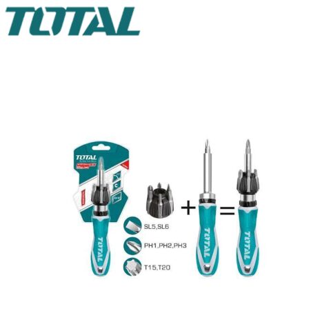 TOTAL 8Pcs ratchet screwdriver set توتال مفك طرطيقة 8 قطع