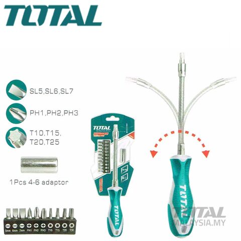 Total 12 Pcs Flexible shaft screwdriver set توتال مفك فلكسبل 12 قطعة
