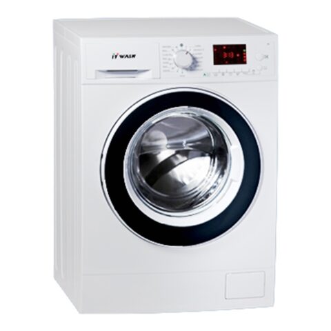 IT WASH WASHING MACHINE 10.5 kg white آي تي ووش غسالة 10.5كيلو 1400 دورة لون أبيض مع باب أسود
