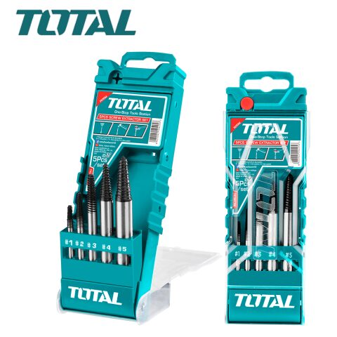 TOTAL 5PCS Screw extractor set توتال طقم تسنين عكسي 3 ملم