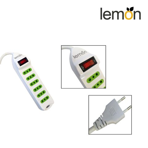 Lemon Multipresa, 6 pos.2P+T 10A 250V ليمونوصلة كهربائية ليمون 6 مداخل اعتيادية مع مفتاح تشغيل واغلاق