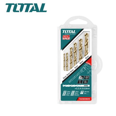 TOTAL 6PCS HSS Twist Drill Bits Set توتال طقم ريش حديد