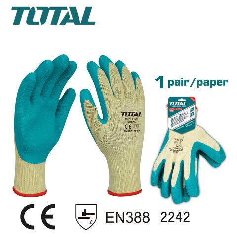 TOTAL Latex Gloves توتال كفوف كيماوي مغطس وسط