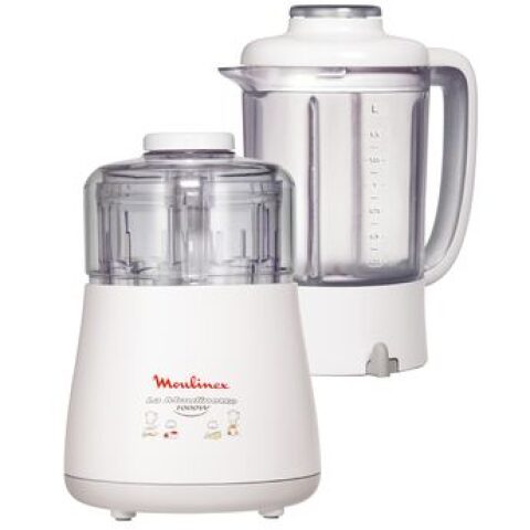 Moulinex La Moulinette Chopper With Blender, 500 Watt, White - Dpa24 خلاط ومفرمة مولينكس 500 واط 1.2لتر