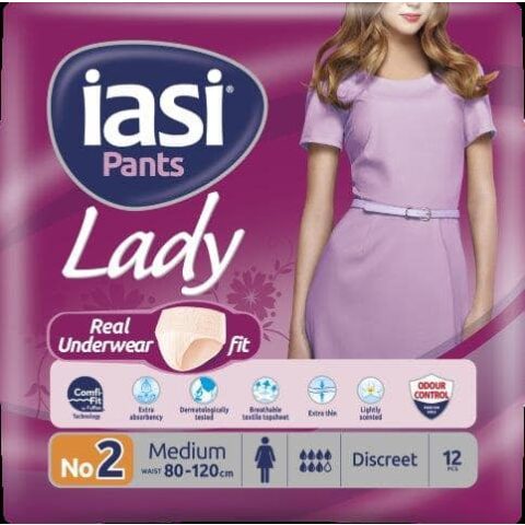 Iasi Lady Pants No.2 Medium 12 pcs اياسي فوط نسائية للكبار حجم وسط رقم 2 عدد 12 فوطة