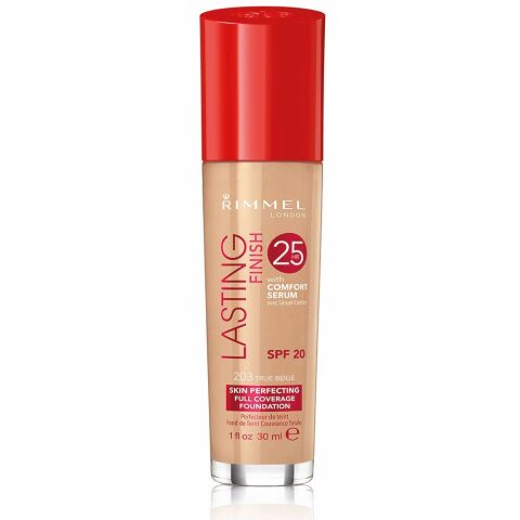 Rimmel Lasting Finish 25 Hour Foundation 203 True Beige كريم أساس يدوم 25 ساعة من ريميل 203 بيج