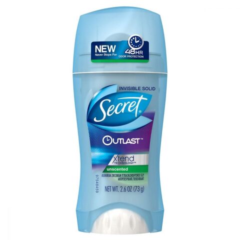 Secret Outlast Antiperspirant & Deodorant Invisible Solid, Unscented سيكريت أوتلاست مضاد للتعرق ومزيل العرق صلب غير مرئي ، غير معطر
