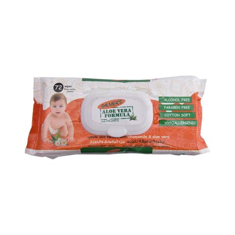 Palmers Aloe Vera Formula White Baby Wipes (72 ) مناديل مبللة للأطفال من بالمرز ألو فيرا