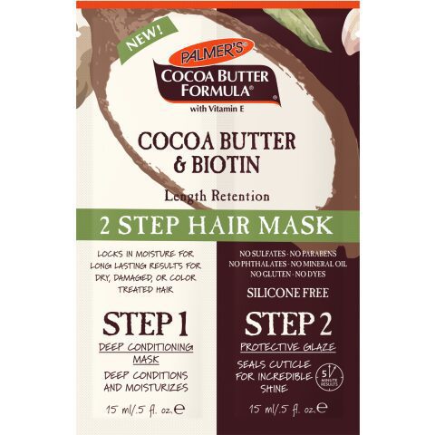 Palmers Cocoa Butter Formula Cocoa Butter & Biotin Length Retention 2 Step Hair Mask قناع من بالمرز بتركيبة زبدة الكاكاو وزبدة الكاكاو والبيوتين