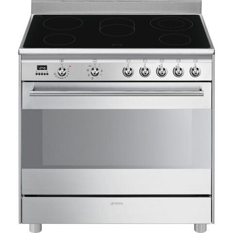 FREE STANDING 90*60 OVEN, FULL ELECTRIC OVEN, CERAMIC HOB غاز SMEG