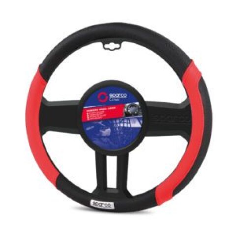 Sparco black leather steering wheel with red luxury leather frame غلاف ستيرنج سباركو جلد أسود إطار جلد فاخر أحمر