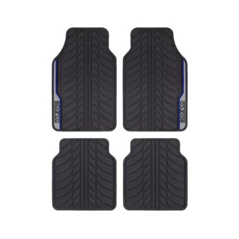 Sparco Car Floor Mats SPF507 Black With Blue Line سباركو أرضيات سيارة SPF507 لون أسود مع خط أزرق