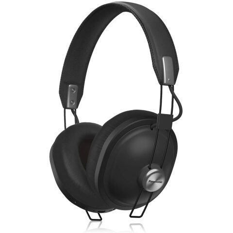 Panasonic Retro Bluetooth Wireless Headphones with Mic, Deep Bass Boost, 24-Hour Playback Blackسماعات أذن لاسلكية باناسونيك RP-HTX80B