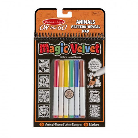 Melissa & Dough Magic Velvet Animal Scenes - ON the GO Travel Activity - Animals كتاب للتلوين مع الاقلام الخاصة باشكال حيوانات من ميليسا اند دو
