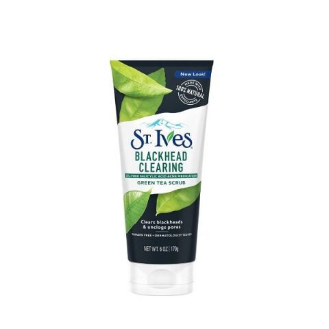 St. Ives Blackhead Clearing Green Tea Scrub 150ml مقشر الشاي الأخضر لتقشير الرؤوس السوداء من سانت آيفز ، 150 مل