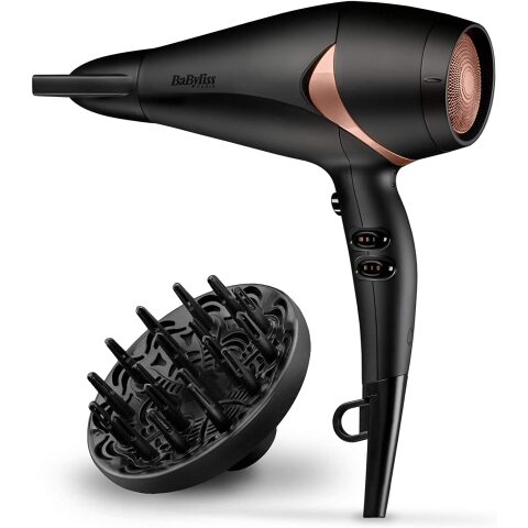 Babyliss D566SDE Hair Dryer 2200 Watt Super Ionic Diffuser Frizz Control 3 Heat 2 Speed Black بيبي ليس مجفف شعر 2200 وات موزع أيوني سوبر للتحكم في التجعد 3 تسخين وسرعتين أسود