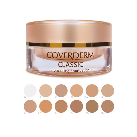 COVERDERM Classic Concealing Foundation CVD Classic No 0 كوفيرديرم كريم اساس كلاسيكي يحتوي على نسبة وقاية من الشمس 30 SPF رقم 0