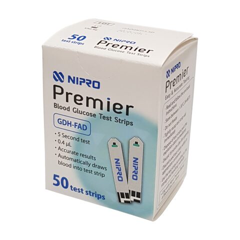Nipro Premier Blood Glucose 50 Test Strips نيبرو شرائح قياس نسبة السكر في الدم عدد 50 شريحة