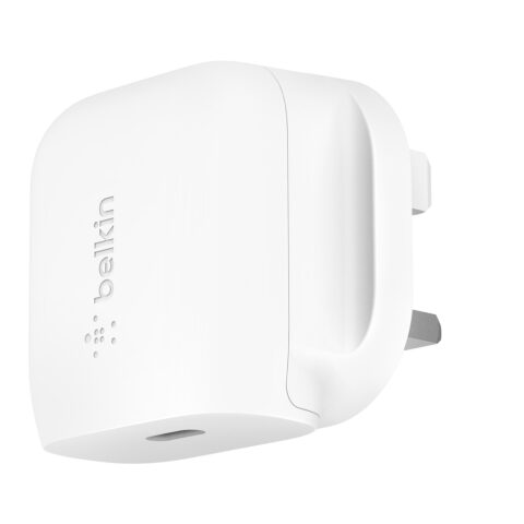 Belkin 20W PD USB-C Home Fast Charger EU Plug Model WCA003vfWH بلكين شاحن جداري يو أس بي تايب سي بقوة 20 وات ، أبيض