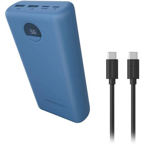 Powerology power bank Type C 30000mAh blue باورولوجي شاحن متنقل تايب سي 30000ميلي امبير ازرق