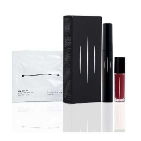Radiant Set Impressive Lashes Mascara No 01 Mini Matt Lasting Red رادينت طقم امبرسيف لاش ماسكار رقم 01 و احمر شفاه حجم صغير لون احمر مات