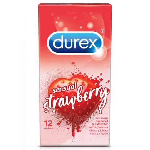 Durex strawberry condoms 12pieces ديوركس واقي بالفراولة 12قطعة