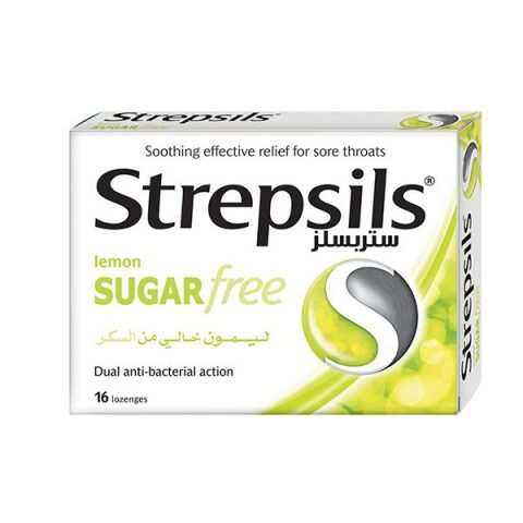 Strepsils lemon sugar free16pcs ستربسلز اقراص بالليمون خالي من السكر 16 حبة