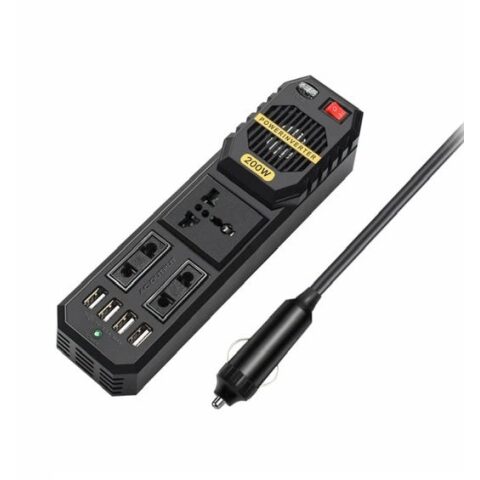 Green stark plus car power invertor 200W Black غرين ستارك بلس وصلة سيارة 200واط اسود