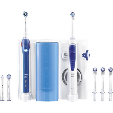 Oral-B Powered Center Plus Electric Mouth Wash Toothbrush, White Color OC 501 أورال-بي مضخة مياه 2 في 1 وفرشاة أسنان كهربائية قابلة لإعادة الشحن