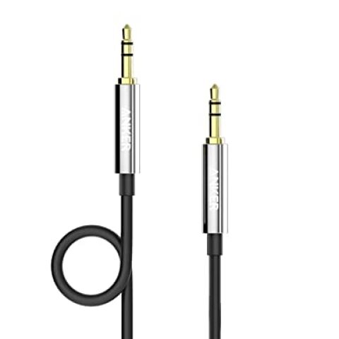 Anker 3.5mm Male to Male Audio Cable 4ft Black A7123H12 كابل صوت أنكر 3.5 ملم ذكر لذكر 4 أقدام أسود