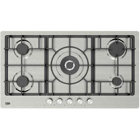 Beko Gas Hob Built-In 5 Burners 90 Cm Cast Iron Pan Support HIMW 95226 SXEL طباخ غاز بيكو بلت ان 90 سم مناصب سكب سميكة 5 شعلات