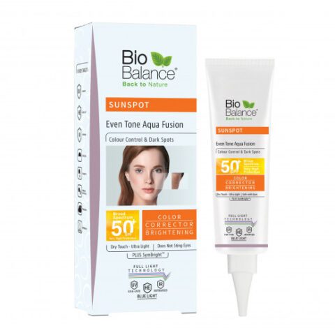 Bio Balance Sunspot Even Tone Aqua Fusion Colour Control & Dark Spots SPF 50 Dry Touch - 40 ml واقي الشمس لمحاربة البقع الشمسية بتركيبة مائية جافة, 40 مل من بيو بالانس, SPF 50