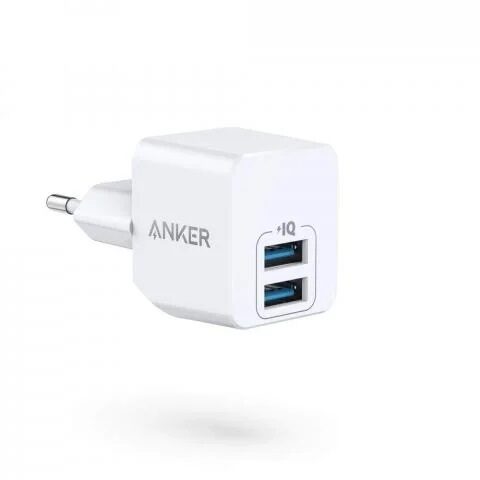 Anker PowerPort Mini- White A2620L22 انكر باور بورت ميني شاحن جداري بمنفذين