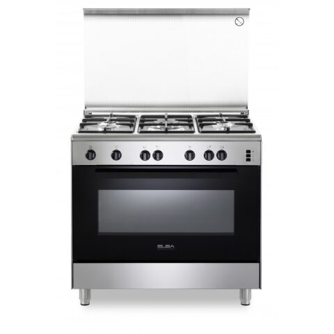 ELBA Gas Cooker 90 Cm 5 Burners Steel Cast Iron Grids 94 X 888 LC طباخ غاز البا 90 سم 5 شعلات ستانلس ستيل مناصب سكب سميكة