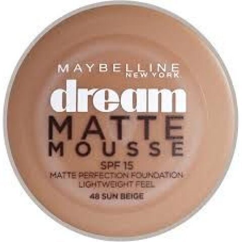 Maybelline New York Dream matte Mousse SPF 15 - 48 Sun Beige 18ml ميبيلين نيويورك دريم مات موس بعامل حماية من الشمس 15-48 صن بيج 18 مل