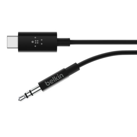 Belkin USB-C TO 3.5 MM AUDIO CABLE, 0.9m Black F7U079bt03-BLK بلكين وصلة صوت يو اس بي سي الى اوديو بطول 0.9 متر لون اسود