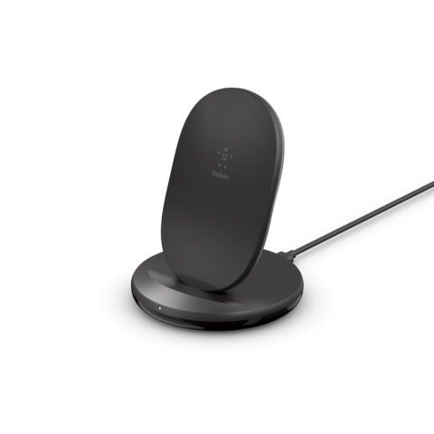 Belkin 15W Wireless Charging Stand with wall charger & USB-C Cable WIB002myBK بلكين شاحن لاسلكي بقوة 15 واط مع شاحن جداري و يو اس بي كيبل