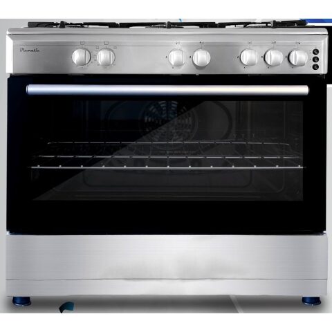 Blumatic free standing oven 90*60 blm9065me غاز بلوماتيك 90 سم 5 شعلات أمان كامل ستانلس ستيل